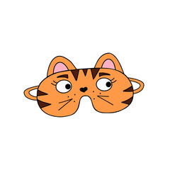 Sleep mask tiger. Vector Illustration for printing, backgrounds, covers, packaging, greeting cards, posters, stickers, textile, seasonal design. Isolated on white background.