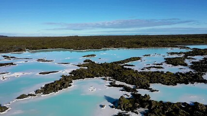Iceland. Blue Lagoon. Geothermal Power Station in The Blue Lagoon. Magic view of blue lagoon in Southern Peninsula, Reykjane. 4K