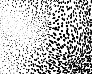 The halftone texture is chaotic monochrome. Abstract black and white waves background of dots. Backdrop for the design of websites, business cards, posters