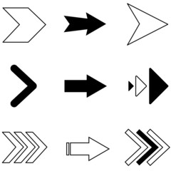 Set of line icons related to guide triangle arrows.