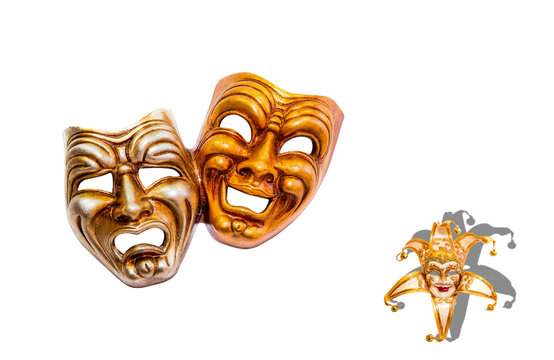 Comedy and Tragedy theatrical venetian mask isolated 