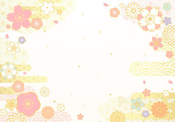 春の桜と提灯の和柄のベクターイラスト 花見 ひなまつり April Wall Mural Apr Honyojima