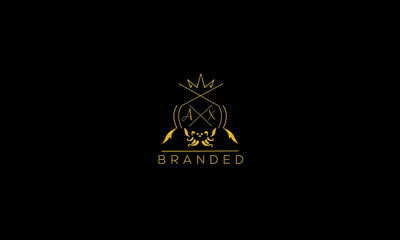 AX is a branded luxury logo with golden color and black background.