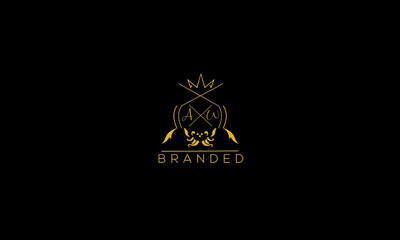AW is a branded luxury logo with golden color and black background.