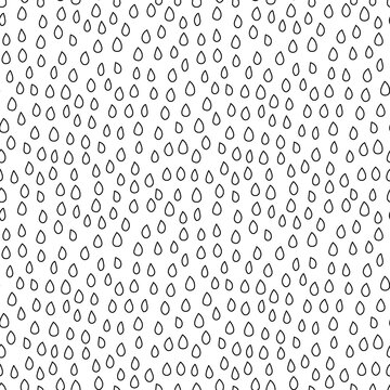 Water drop hand drawn seamless pattern, black and white texture.