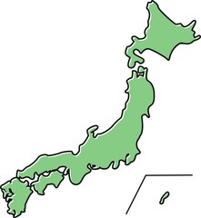 ポップでかわいい日本列島のカラーイラスト