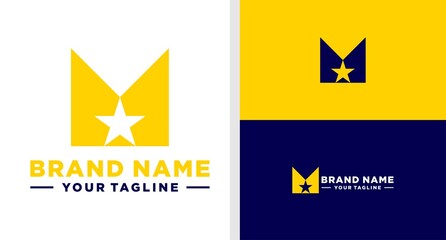 LETTER M LOGO STAR NEGATIVE SPACE EDITABLE