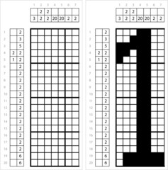 Fototapeta premium Number One Nonogram Pixel Art M_2112001