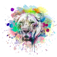 Poster lion head in the rain © reznik_val