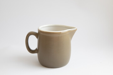 White Milk Pitcher Retro Ceramic white Teapot Isolated on white background Sandy Milk Jug Coffee...