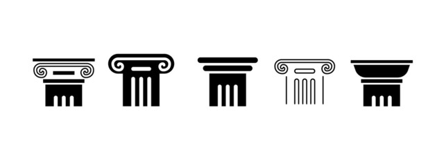Ancient Columns Icon Set. Vector