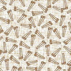 Naklejka premium Vector white cinnamon sticks seamless pattern with canvas background 02. Suitable for textile, cafe menu design and wallpaper.