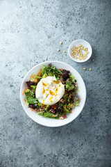 Healthy leaf salad with burrata cheese