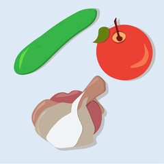 cucumber, apple, garlic