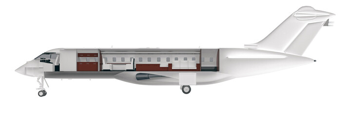 private jet cutaway sectional side view