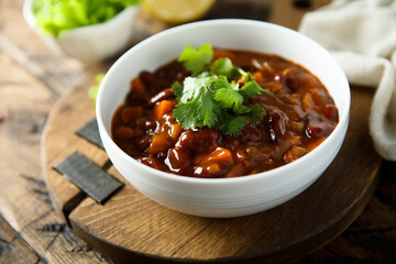 Homemade red bean ragout with vegetables	