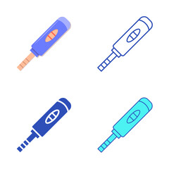 Pregnancy test icon set in flat and line style