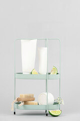 Body care and skincare products in white tubes