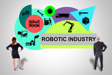 Robotic industry concept watched by business people
