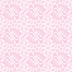 Fototapeta na wymiar Ornamental beauty lace pink background, floral pattern