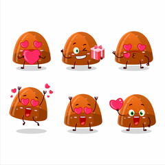 Orange jelly gummy candy cartoon character with love cute emoticon