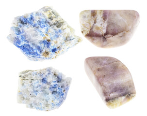set of various cancrinite stones cutout on white