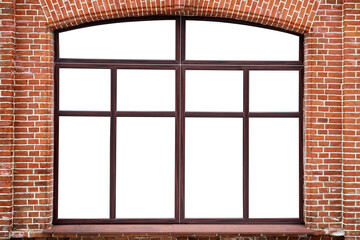 Old brown window isolated on white background