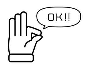 シンプルな手のアイコン　ハンドサイン　OKサイン