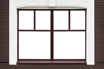 Old brown window isolated on white background
