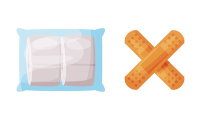 Bandage and Adhesive Plaster for First Aid Treatment Vector Set