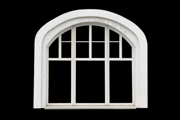 Old white window isolated on black background