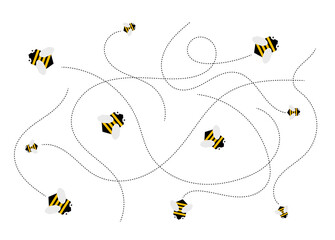 Abstract Flying Bees Swarm Isolated