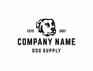 Vintage dog head logo for pet supply company