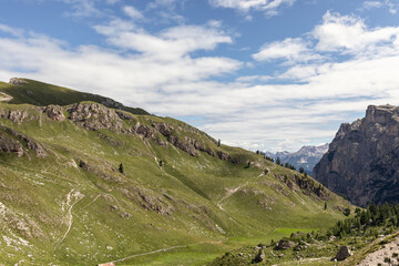 Fototapeta na wymiar Gorge in the Dolomites in the Natural park Puez Odle. Italian Alps