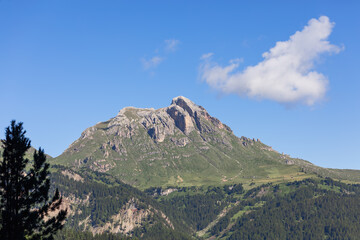 Mountain view of Dolomites peak (Cima Tredici) Italian alps