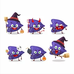 Fotobehang Halloween expression emoticons with cartoon character of fish purple gummy candy © kongvector