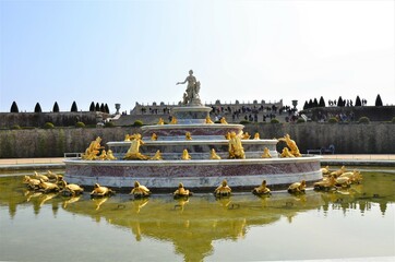 The Latona Fountain in the Garden of Versailles in France