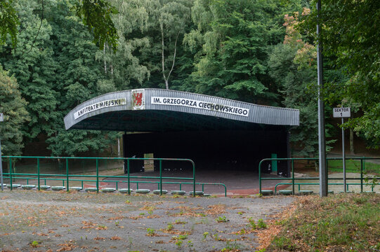 Tczew, Poland - August 26, 2021: City amphitheater named after Grzegorz Ciechowski.