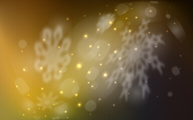 Fototapeta premium Dark Green, Yellow vector pattern with christmas snowflakes.