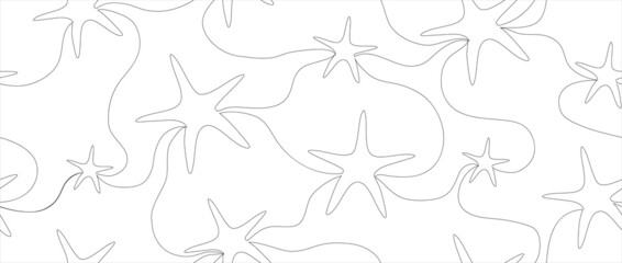 seamless pattern, continuous drawing of a single line. an isolated star shape element,. a modern star in a minimalist style. for print, template, banner, holiday idea. modern  art  illustration.