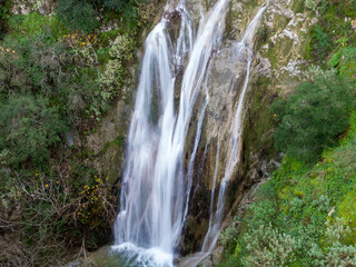 beautiful waterfall in nymfes  corfu island greece	