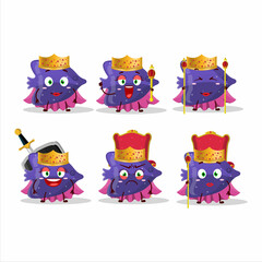 Queen and her magic clothes cartoon of fish purple gummy candy wearing tiara