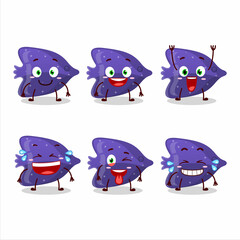Cartoon character of fish purple gummy candy with smile expression