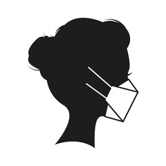 The girl protective mask. protective masks in a profile. Woman Vector icon
