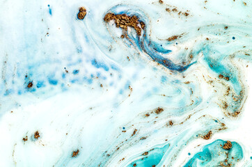 TIFFANY BLUE. Liquid marble pattern with bronze powder. Style incorporates the swirls of marble or the ripples of agate. Marbleized effect. Natural Luxury. Ancient oriental drawing technique. 