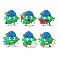 Obraz premium architect fish green gummy candy cute mascot character with pliers