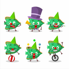 Fototapeta premium Cartoon character of fish green gummy candy with various circus shows