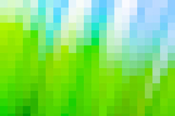 Bright green and blue pixel graphic