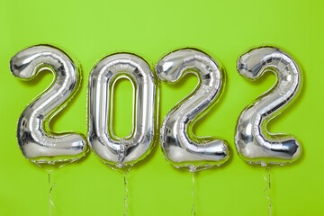 Balloon number 2022 Christmas or New Year Festive Green background