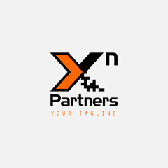 x and  partner illustration logo design